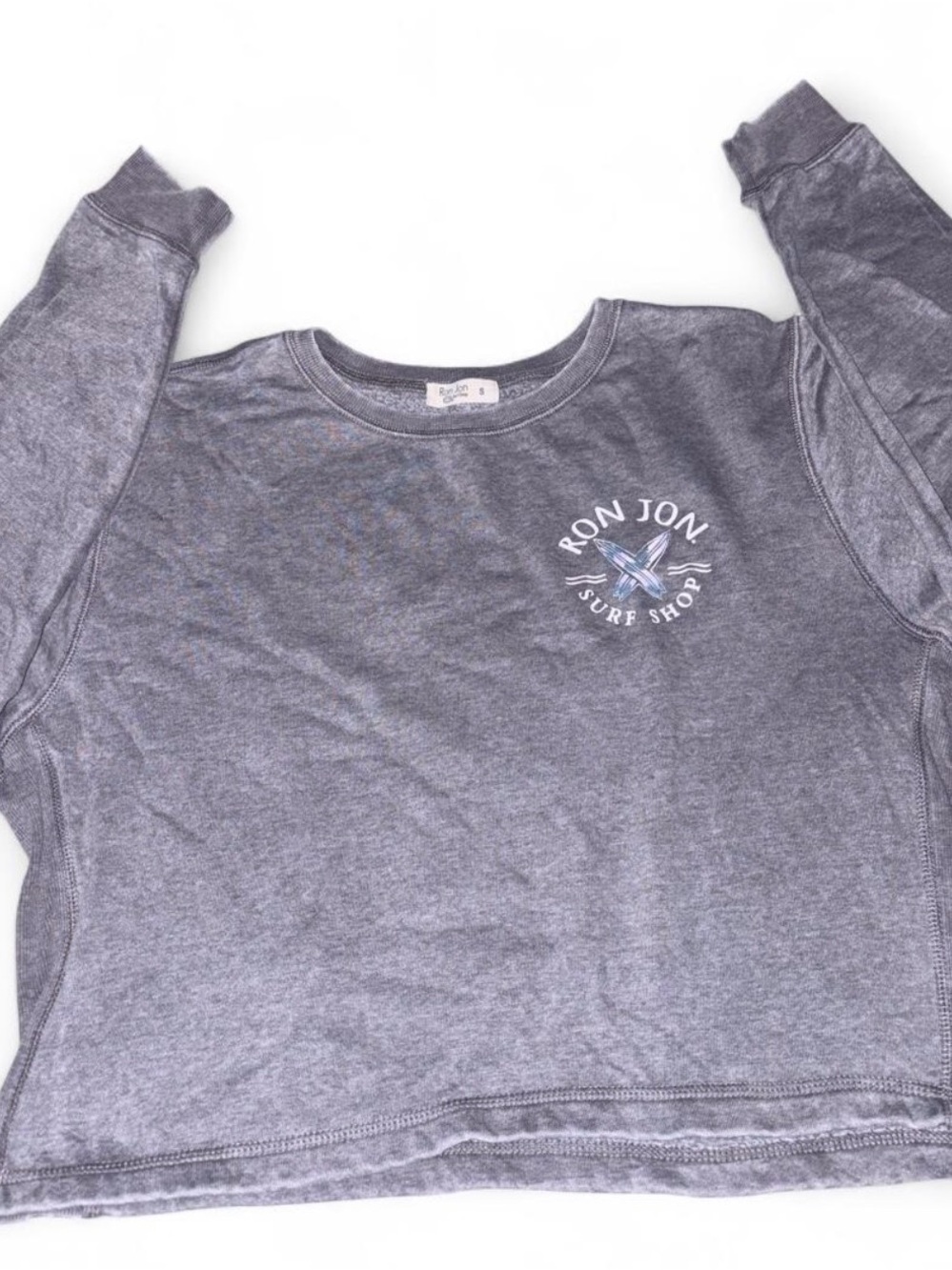 Ron Jon Washed Charcoal Pullover crop top
